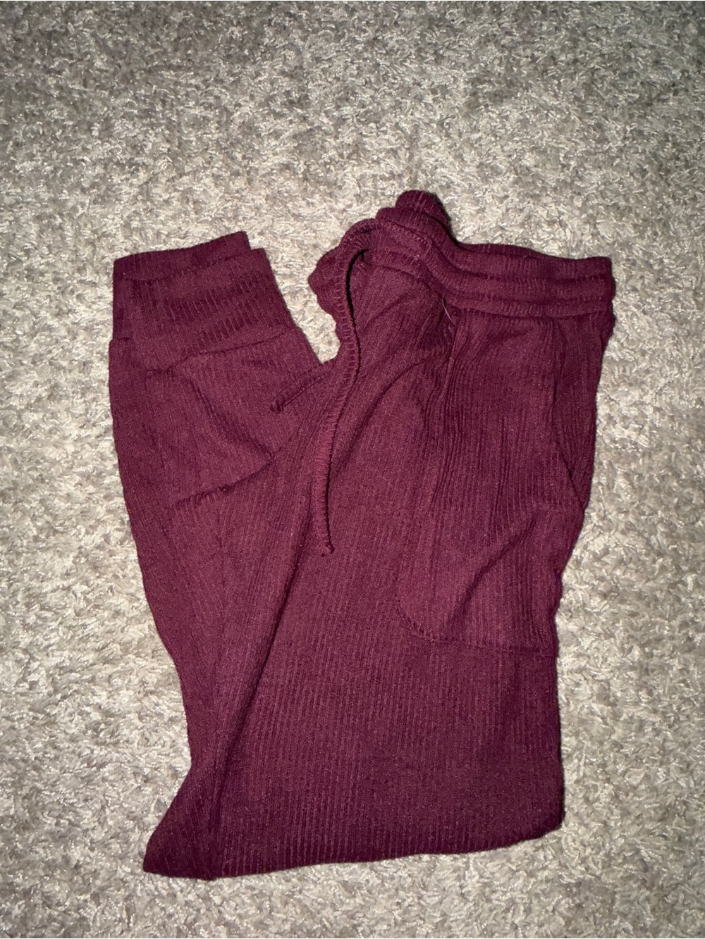 Ribbed Lounge Jogger Pants - Burgundy